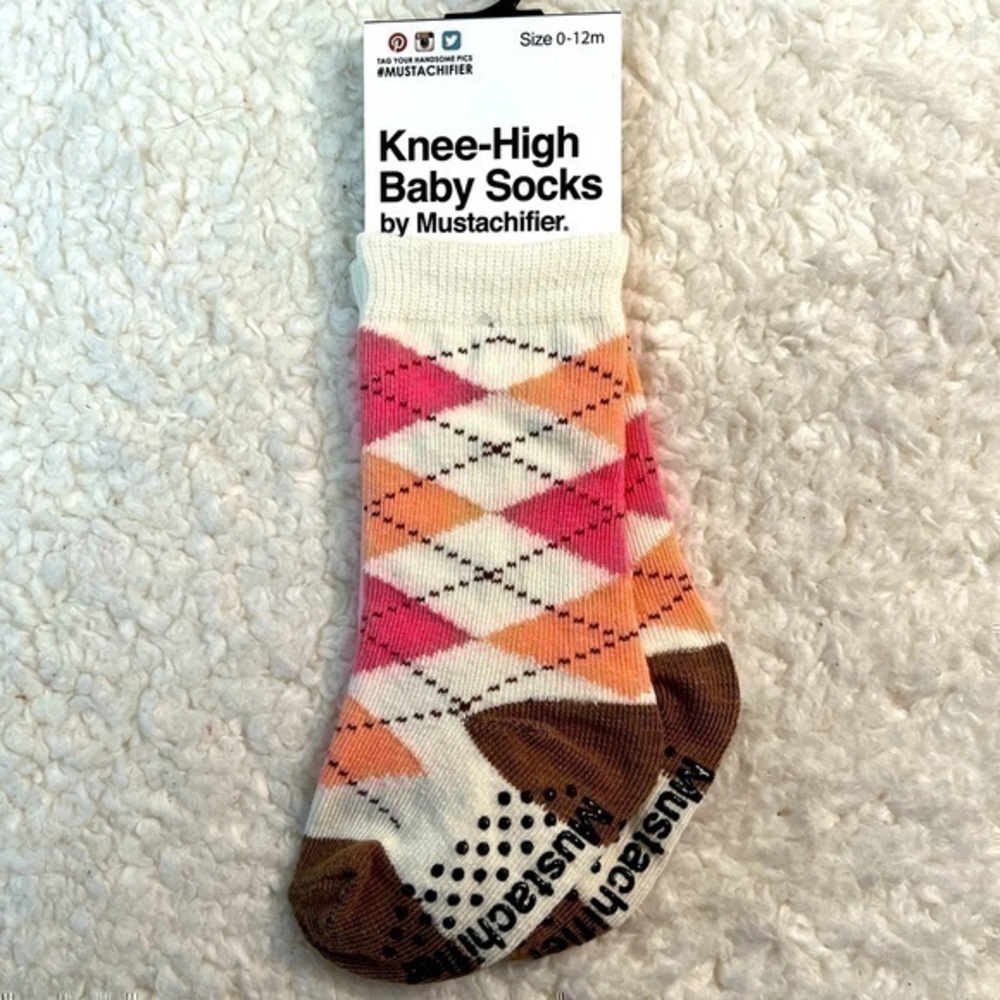 FCTRY Mustachifier Argyle Knee-High Baby Socks